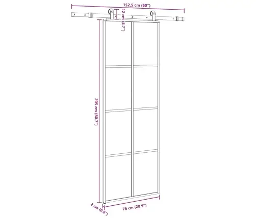 Bīdāmās Durvis Ar Stiprinājumiem, Stikls, Alumīnijs, 76X205 Cm Vidaxl