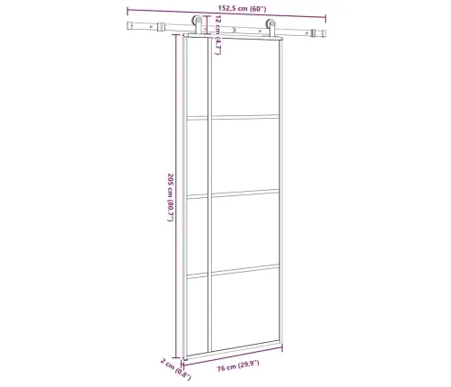 Bīdāmās Durvis Ar Stiprinājumiem, Stikls, Alumīnijs, 76X205 Cm Vidaxl