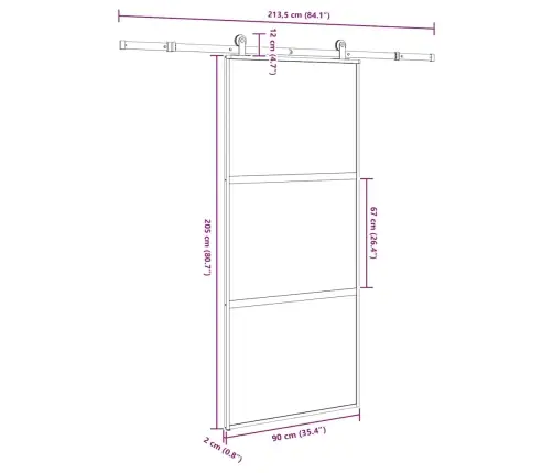 Bīdāmās Durvis Ar Aparatūras Komplektu 90X205 Cm Rūdīts Stikls Vidaxl