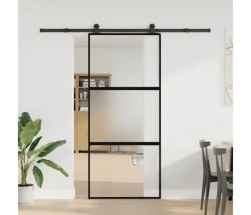 Bīdāmās Durvis Ar Aparatūras Komplektu 90X205 Cm Rūdīts Stikls Vidaxl