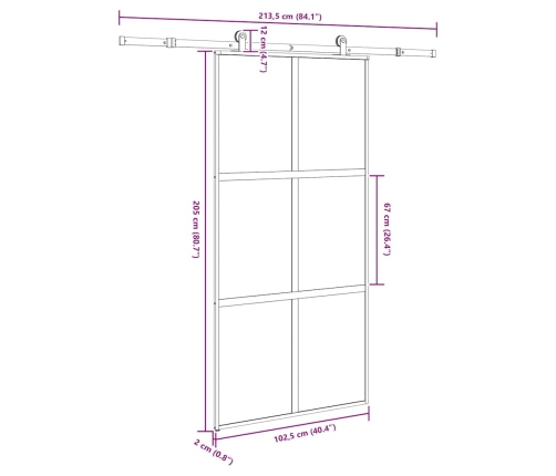 Bīdāmās Durvis Aparatūras Komplektu 102,5X205 Cm Rūdīts Stikls Vidaxl
