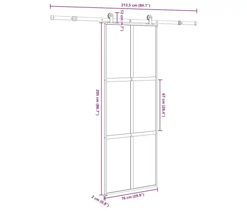 Bīdāmās Durvis Aparatūras Komplektu Rūdīts Stikls Un Alumīnijs Vidaxl