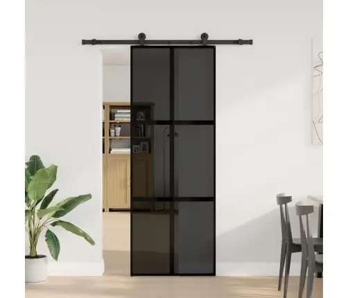 Bīdāmās Durvis Aparatūras Komplektu Rūdīts Stikls Un Alumīnijs Vidaxl