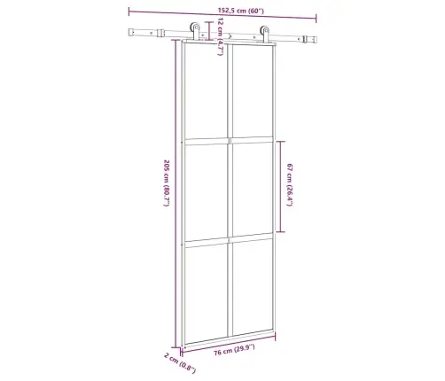 Bīdāmās Durvis Aparatūras Komplektu Rūdīts Stikls Un Alumīnijs Vidaxl