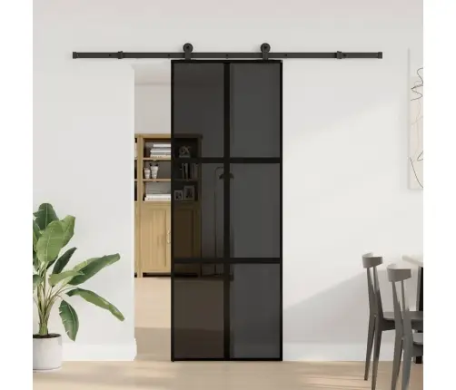 Bīdāmās Durvis Aparatūras Komplektu Rūdīts Stikls Un Alumīnijs Vidaxl