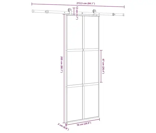 Bīdāmās Durvis Aparatūras Komplektu Rūdīts Stikls Un Alumīnijs Vidaxl