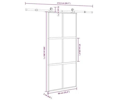 Bīdāmās Durvis Ar Aparatūras Komplektu 90X205 Cm Rūdīts Stikls Vidaxl