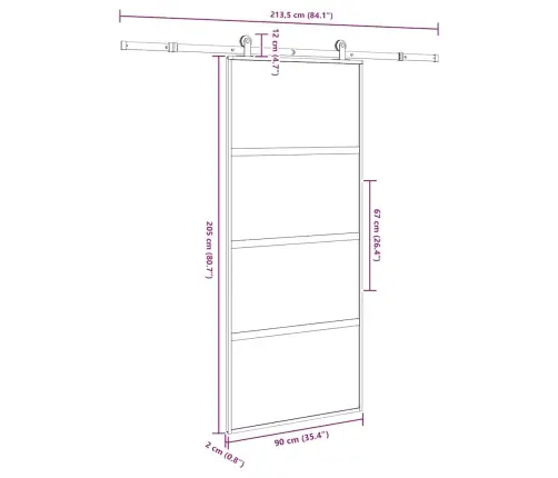 Stumdomos Durys Su Įrangos Rinkiniu, 90X205Cm