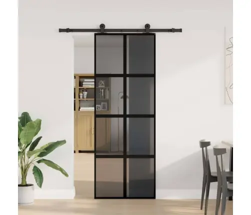 Bīdāmās Durvis Aparatūras Komplektu Rūdīts Stikls Un Alumīnijs Vidaxl