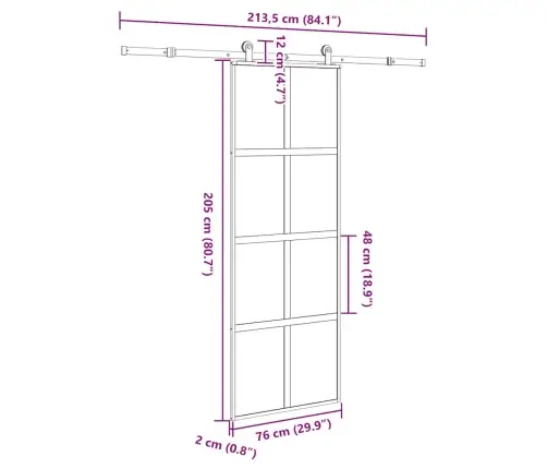 Lükanduks Koos Riistvara Komplektiga 76X205 Cm Karastatud Klaas