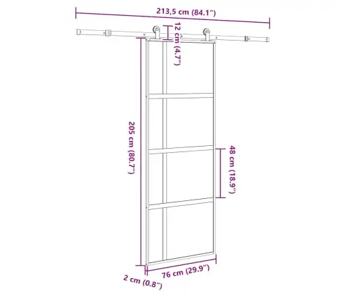 Stumdomos Durys Su Įrangos Rinkiniu, 76X205Cm