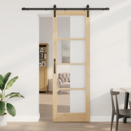 Slīdošās Durvis Orkdal Brūna 78 X 232 Cm Priedes Masīvkoks Vidaxl