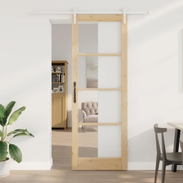 Slīdošās Durvis Orkdal Brūna 83 X 232 Cm Priedes Masīvkoks Vidaxl