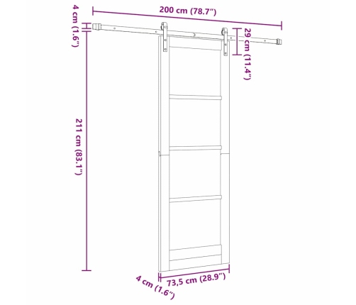Slīdošās Durvis Orkdal Brūna 73.5 X 211 Cm Priedes Masīvkoks Vidaxl
