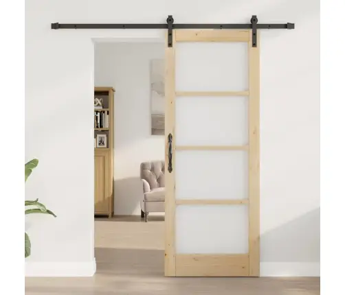 Slīdošās Durvis Orkdal Brūna 78 X 202 Cm Priedes Masīvkoks Vidaxl