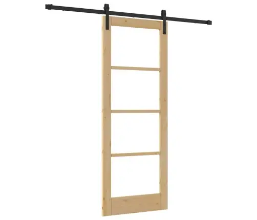 Slīdošās Durvis Orkdal Brūna 78 X 202 Cm Priedes Masīvkoks Vidaxl