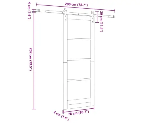 Slīdošās Durvis Orkdal Brūna 78 X 202 Cm Priedes Masīvkoks Vidaxl