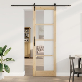 Slīdošās Durvis Orkdal Brūna 78 X 232 Cm Priedes Masīvkoks Vidaxl