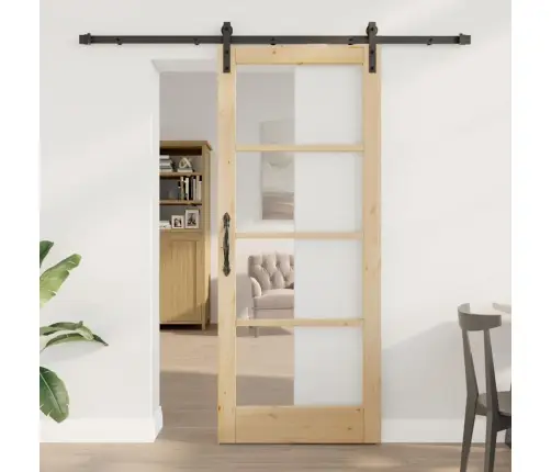 Slīdošās Durvis Orkdal Brūna 83 X 202 Cm Priedes Masīvkoks Vidaxl