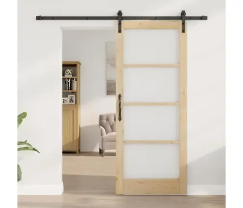 Slīdošās Durvis Orkdal Brūna 83 X 202 Cm Priedes Masīvkoks Vidaxl