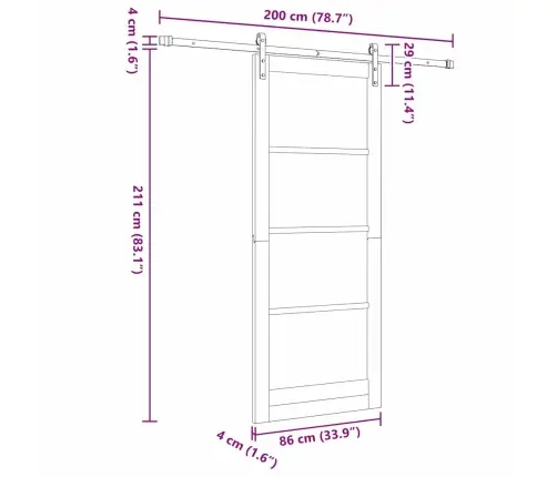 Slīdošās Durvis Orkdal Brūna 86 X 211 Cm Priedes Masīvkoks Vidaxl