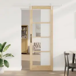 Slīdošās Durvis Orkdal Brūna 83 X 232 Cm Priedes Masīvkoks Vidaxl