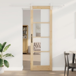 Slīdošās Durvis Orkdal Brūna 78 X 232 Cm Priedes Masīvkoks Vidaxl
