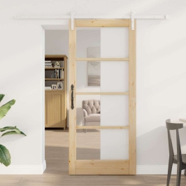 Slīdošās Durvis Orkdal Brūna 86 X 198.5 Cm Priedes Masīvkoks Vidaxl