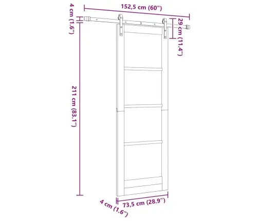 Bīdāmās Durvis Ar Komplektu Orkdalbaltas 73.5X211 Cm Vidaxl