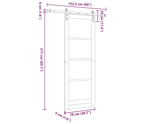 Bīdāmās Durvis Ar Orkdalaparatūras Komplektu Balts 78X211 Cm Vidaxl