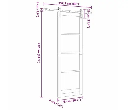 Bīdāmās Durvis Ar Piederumu Komplektu Orkdal78X232 Cm Vidaxl
