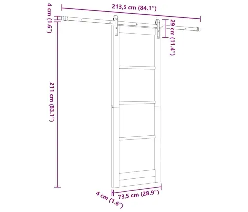 Bīdāmās Durvis Ar Aparatūras Komplektu Orkdalbaltas 73.5X211 Cm Vidaxl