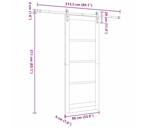 Bīdāmās Durvis Ar Piederumu Komplektu Orkdal86X211 Cm Vidaxl