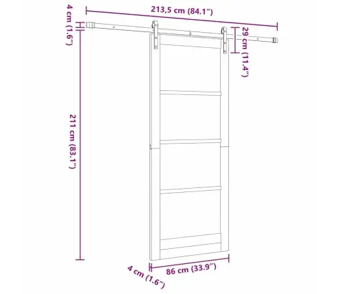 Bīdāmās Durvis Ar Piederumu Komplektu Orkdal86X211 Cm Vidaxl