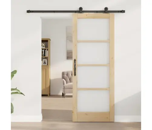 Bīdāmās Durvis Ar Piederumu Komplektu Orkdalsolid Wood & Glass Vidaxl