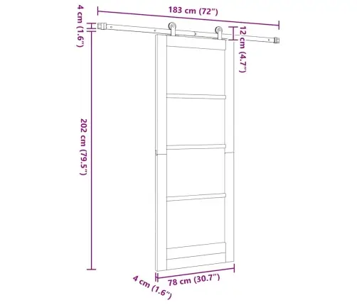 Bīdāmās Durvis Ar Piederumu Komplektu Orkdalsolid Wood & Glass Vidaxl