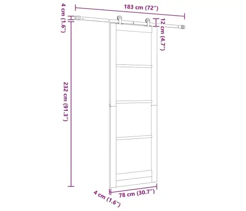 Slankios Durys Orkdal Natūrali Ir Juoda 78 X 232 Cm