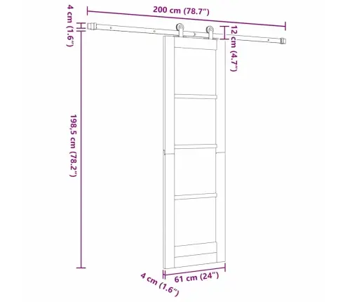 Libisev Uks Orkdal Pruun 61 X 198.5 Cm Puit Ja Metall