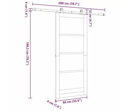 Bīdāmās Durvis Ar Piederumu Komplektu Orkdalmasīvā Koks Un Stikls Vidaxl