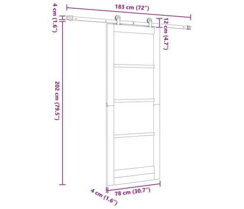 Libisev Uks Orkdal Pruun 78 X 202 Cm Puit Ja Metall