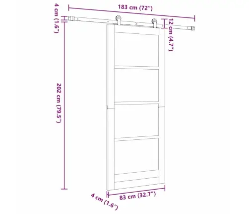 Bīdāmās Durvis Orkdal Balts 83 X 202 Cm Koks Un Metāls Vidaxl