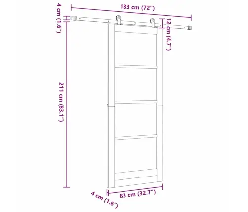 Stumdomos Durys Orkdal Ruda 83 X 211 Cm Medis Ir Metalas