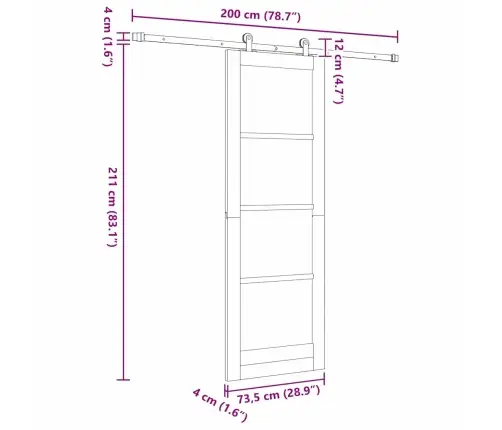 Bīdāmās Durvis Orkdal Brūna 73.5 X 211 Cm Koks Un Metāls Vidaxl