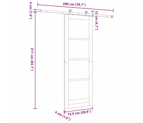 Bīdāmās Durvis Orkdal Balts 73.5 X 211 Cm Koks Un Metāls Vidaxl
