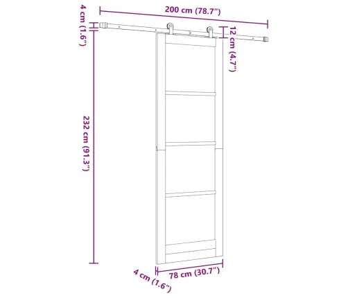 Bīdāmās Durvis Orkdal Brūna 78 X 232 Cm Koks Un Metāls Vidaxl