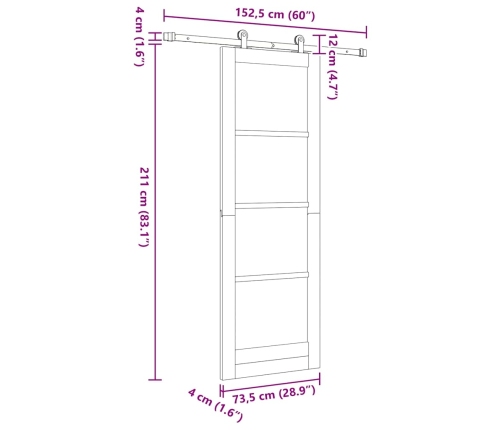 Bīdāmās Durvis Ar Aparatūras Komplektu Orkdal Baltas 73.5X211 Cm Vidaxl