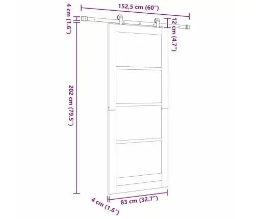 Bīdāmās Durvis Ar Piederumu Komplektu Orkdalbaltas 83X202 Cm Vidaxl