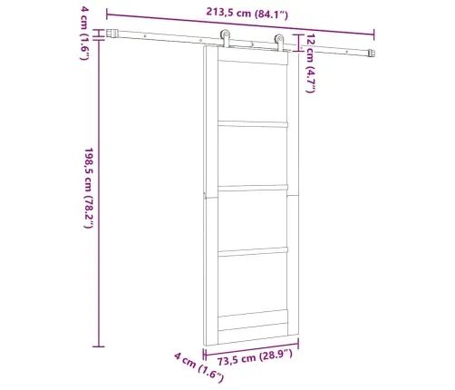 Bīdāmās Durvis Ar Aparatūras Komplektu Orkdalbaltas 73.5X198.5 Cm Vidaxl