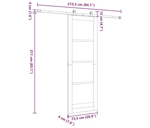 Bīdāmās Durvis Ar Aprīkojuma Komplektu Orkdal 73.5X211 Cm Vidaxl