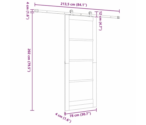 Bīdāmās Durvis Ar Aparatūras Komplektu Orkdalbalta 78X202 Cm Vidaxl